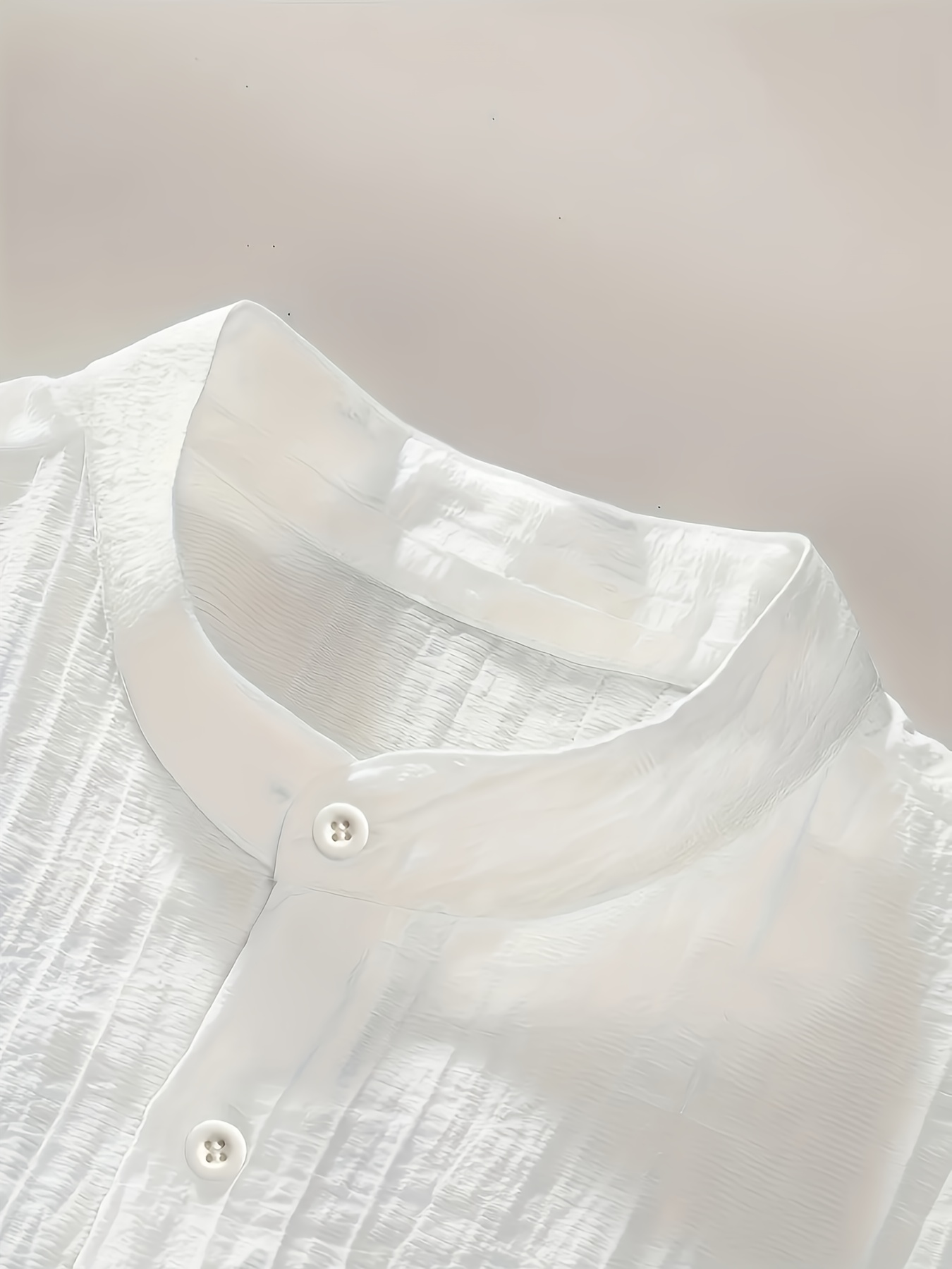 Men's Pleated Striped Textured Comfortable Breathable Short Sleeve Shirt