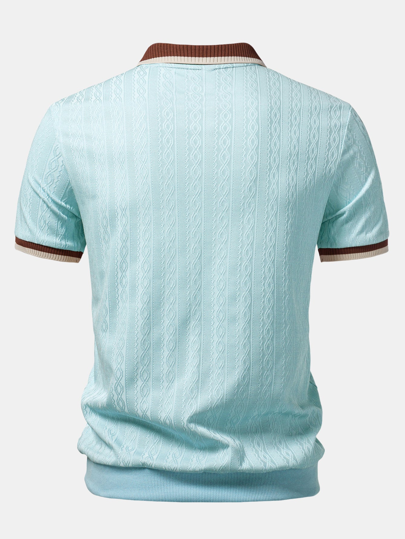 Contrast Trim Textured Zipper Knit Polo