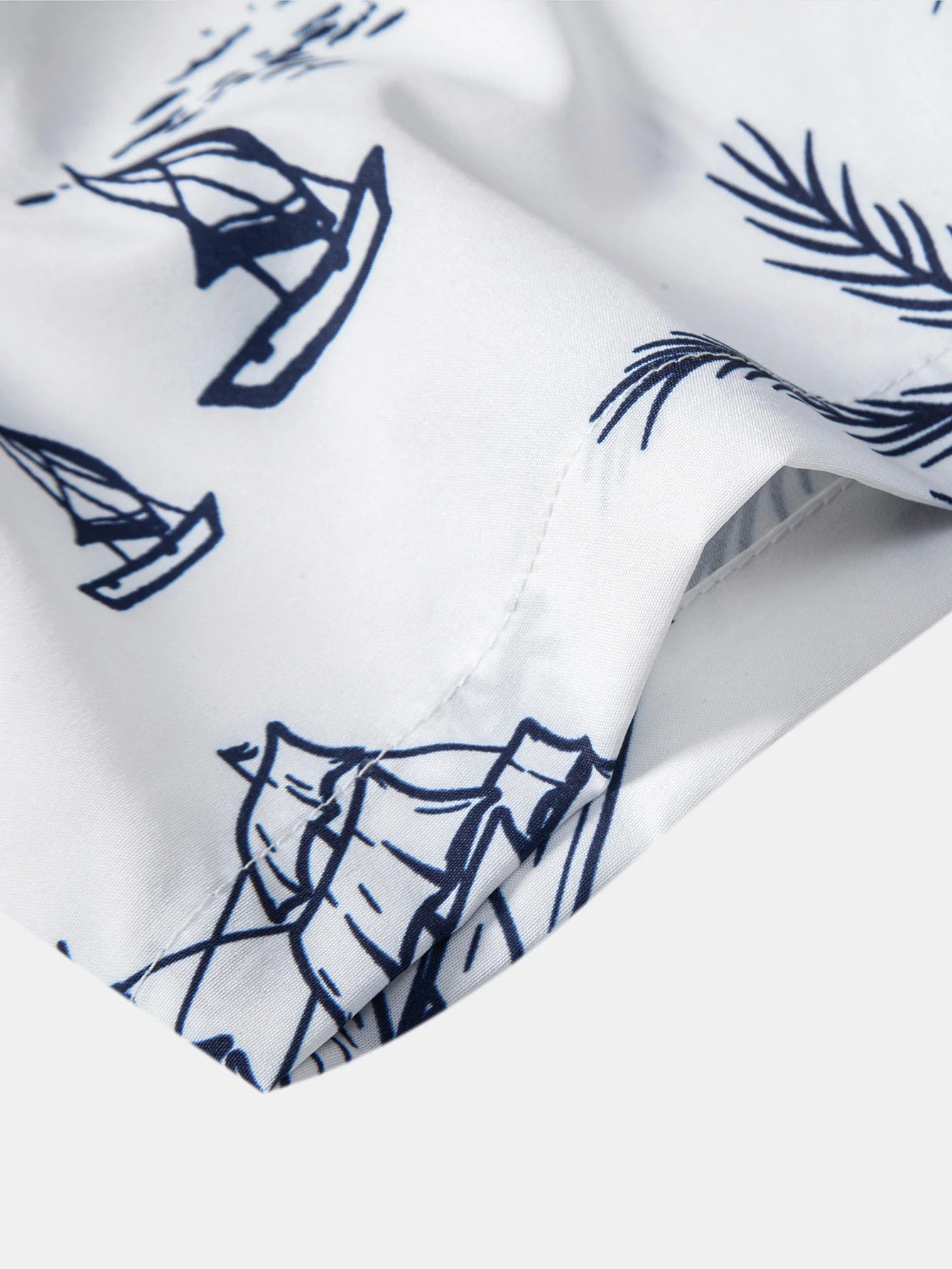 Island Sailing Print Button Up Shirt & Swim Shorts