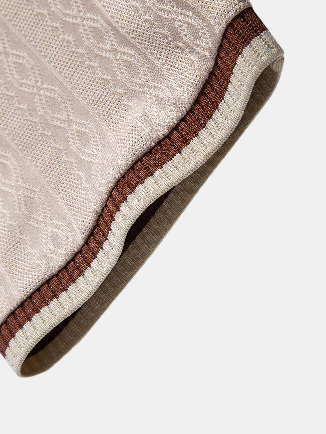 Contrast Trim Textured Zipper Knit Polo