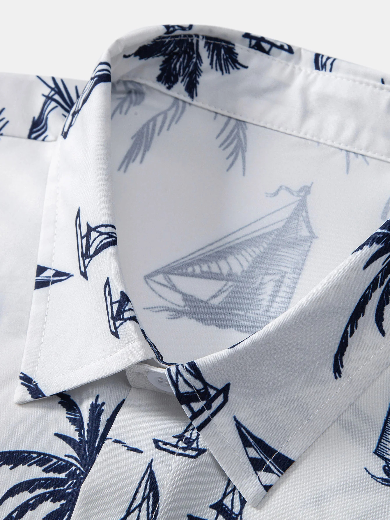 Island Sailing Print Button Up Shirt & Swim Shorts