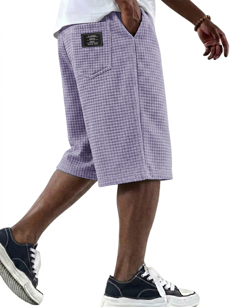 Men's Fashionable Waffle Fabric Casual Comfort Pocket Shorts