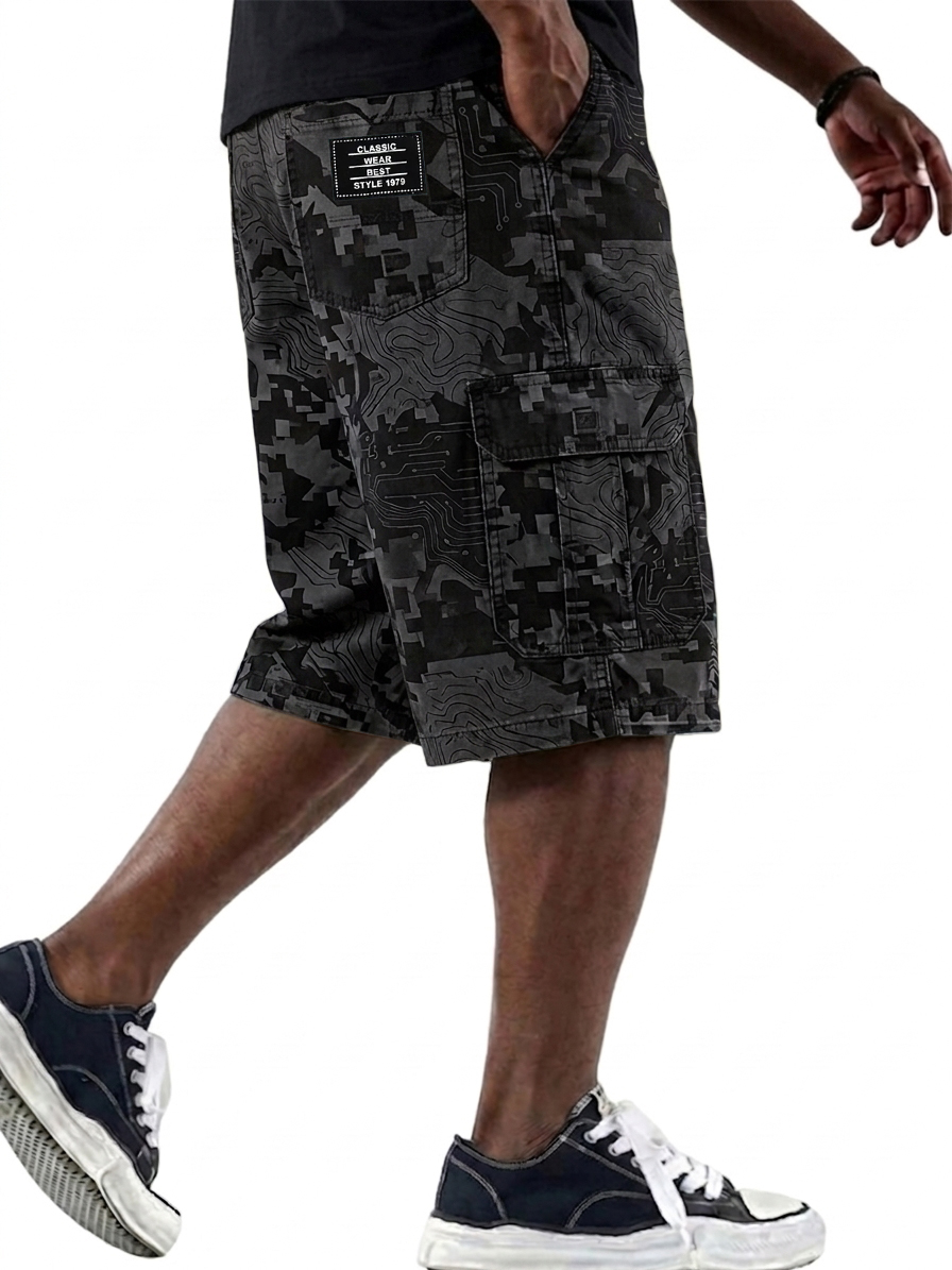 Digital Camouflage Cargo Basic Shorts