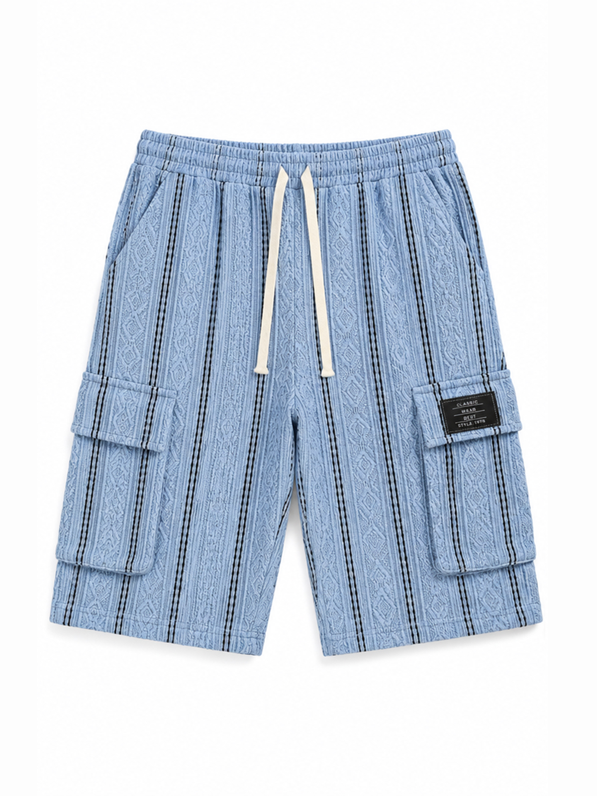 Men's Jacquard Textured Striped Multi Pocket Cargo Shorts