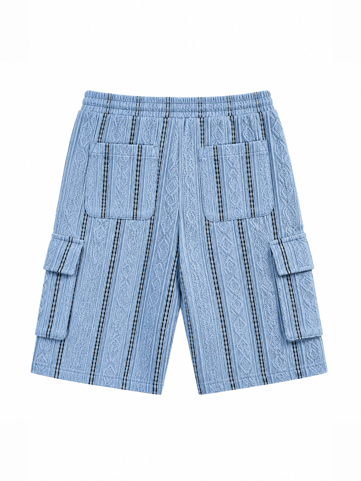 Men's Jacquard Textured Striped Multi Pocket Cargo Shorts