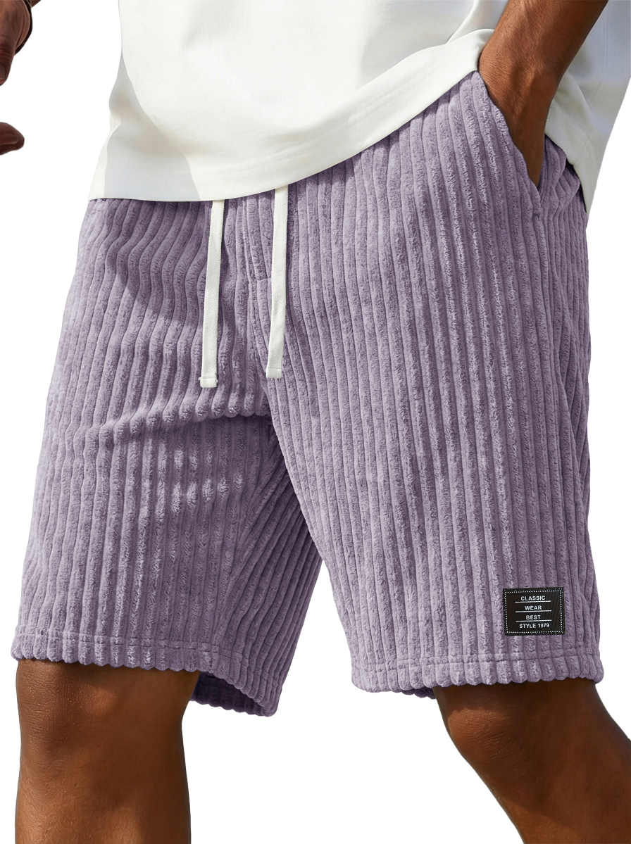 Men's Stylish Corduroy Shorts with Embroidered Logo