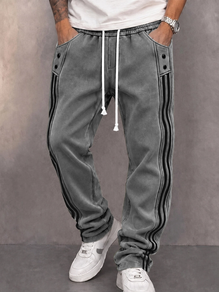 Men’s Casual Retro Joggers with Side Stripes