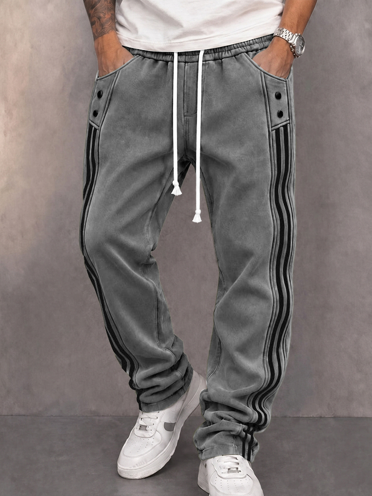 Men’s Casual Retro Joggers with Side Stripes