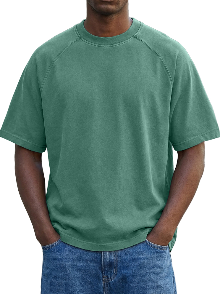 Men's Vintage Washed Raglan Sleeve Crew Neck T-Shirt