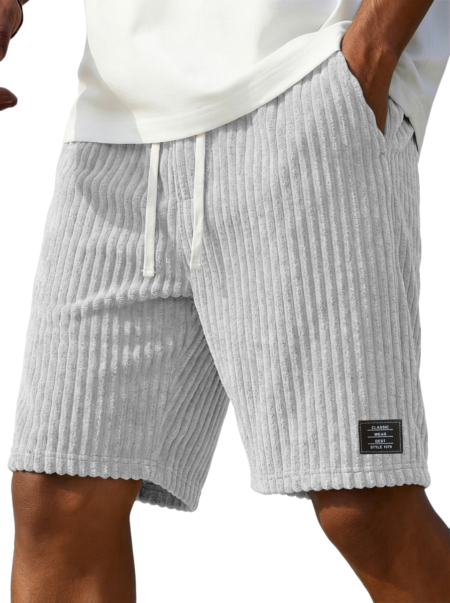 Men's Stylish Corduroy Shorts with Embroidered Logo