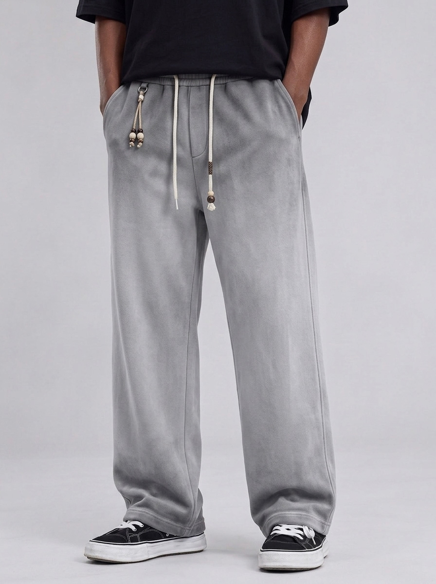 Men's 100% Cotton Washed Distressed Trousers with Detachable Decoration