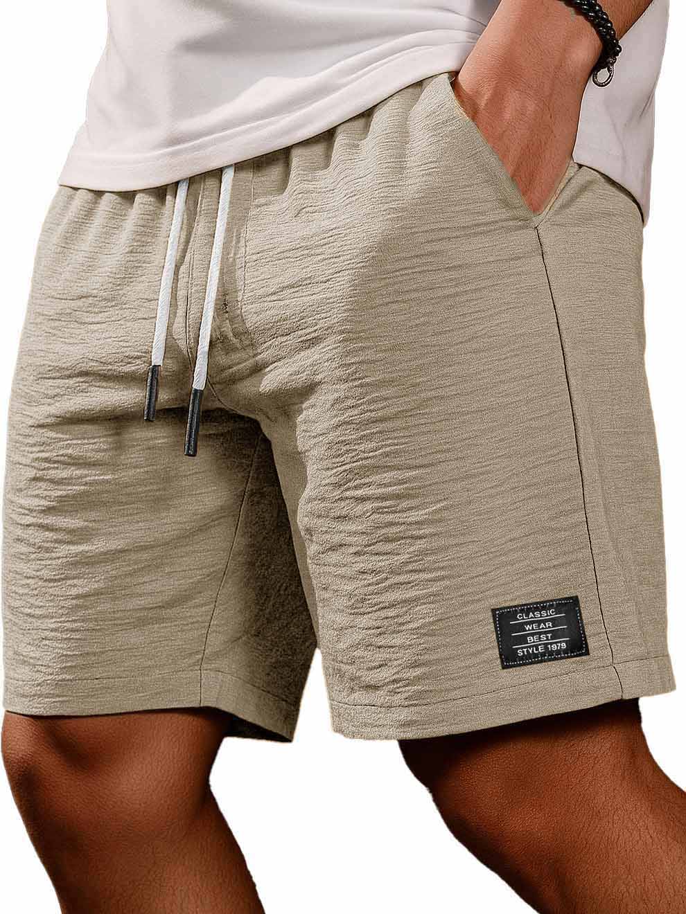 Men's Fashion Casual Daily Pleated Fabric Embroidered Logo Pocket Shorts
