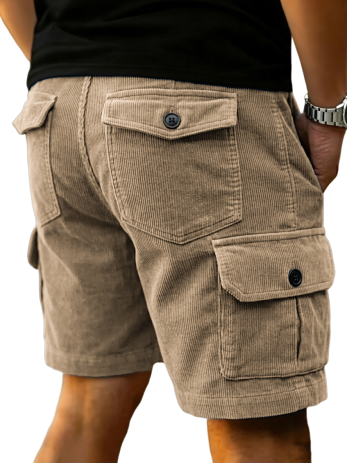 Cord Practical Casual Multi-pocket Shorts