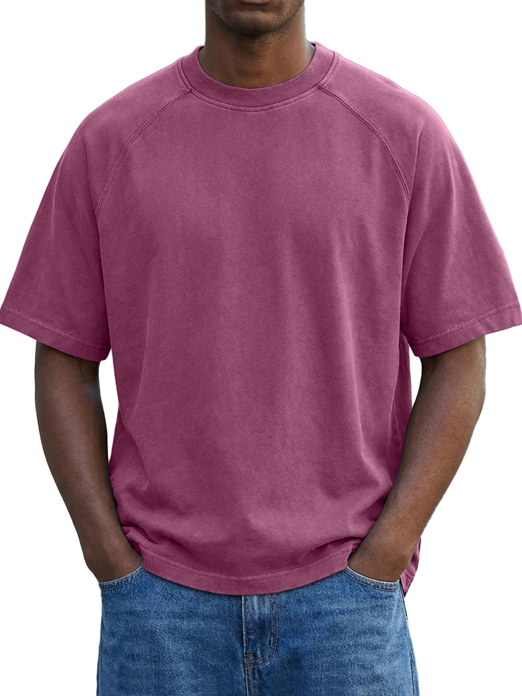 Men's Vintage Washed Raglan Sleeve Crew Neck T-Shirt