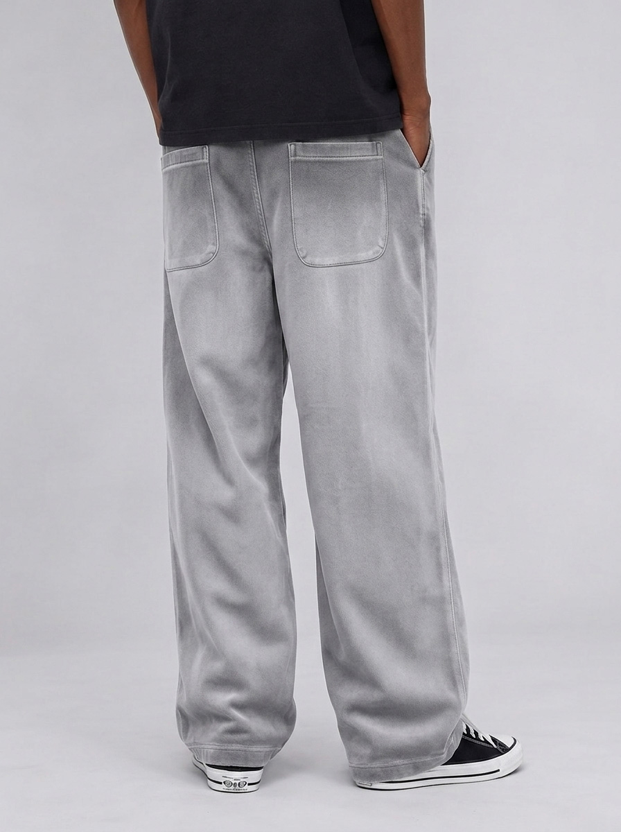 Men's 100% Cotton Washed Distressed Trousers with Detachable Decoration