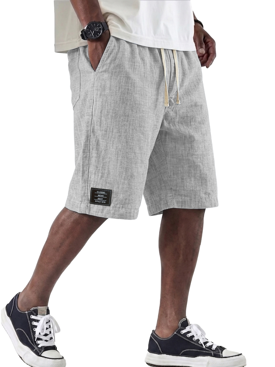 Men's Linen Casual Elastic Waist Multi Pocket Shorts