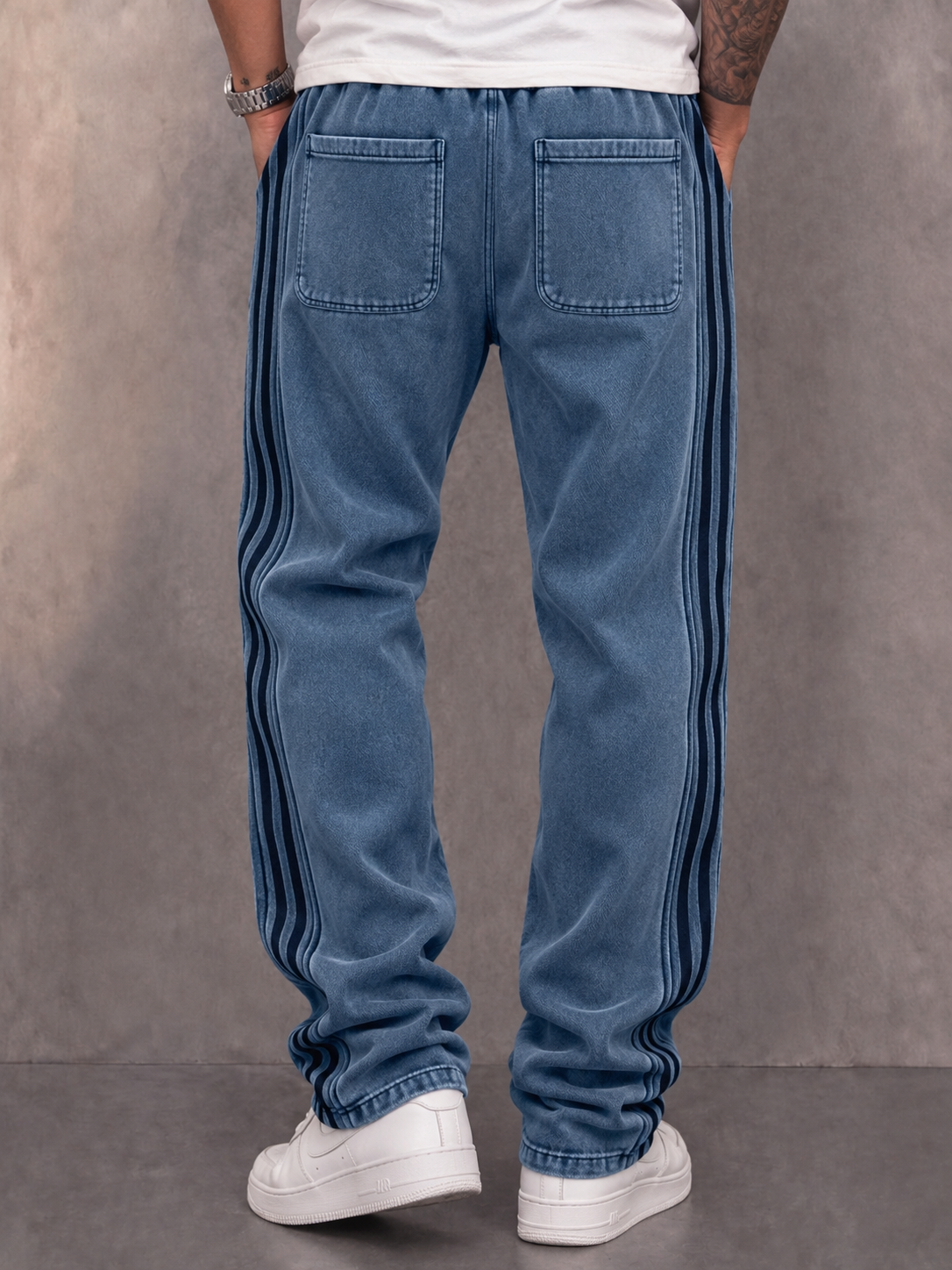 Men’s Casual Retro Joggers with Side Stripes