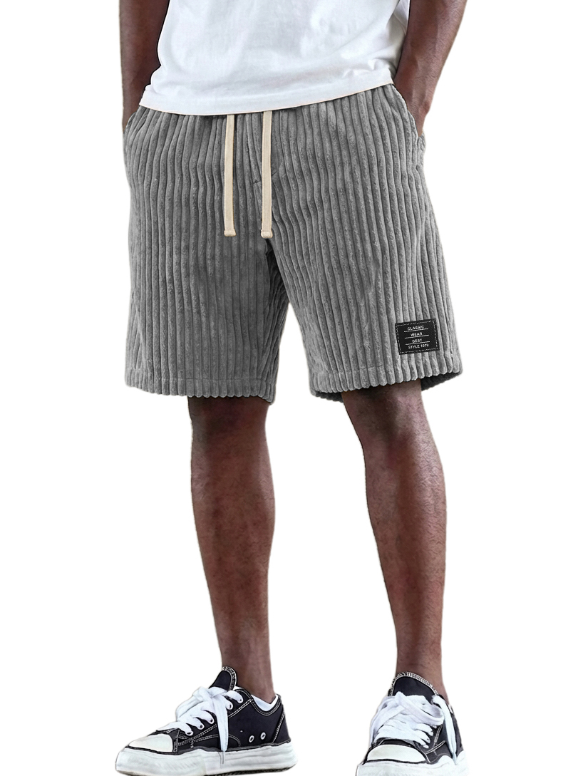 Retro Fashion Corduroy Logo Embroidered Comfortable Shorts