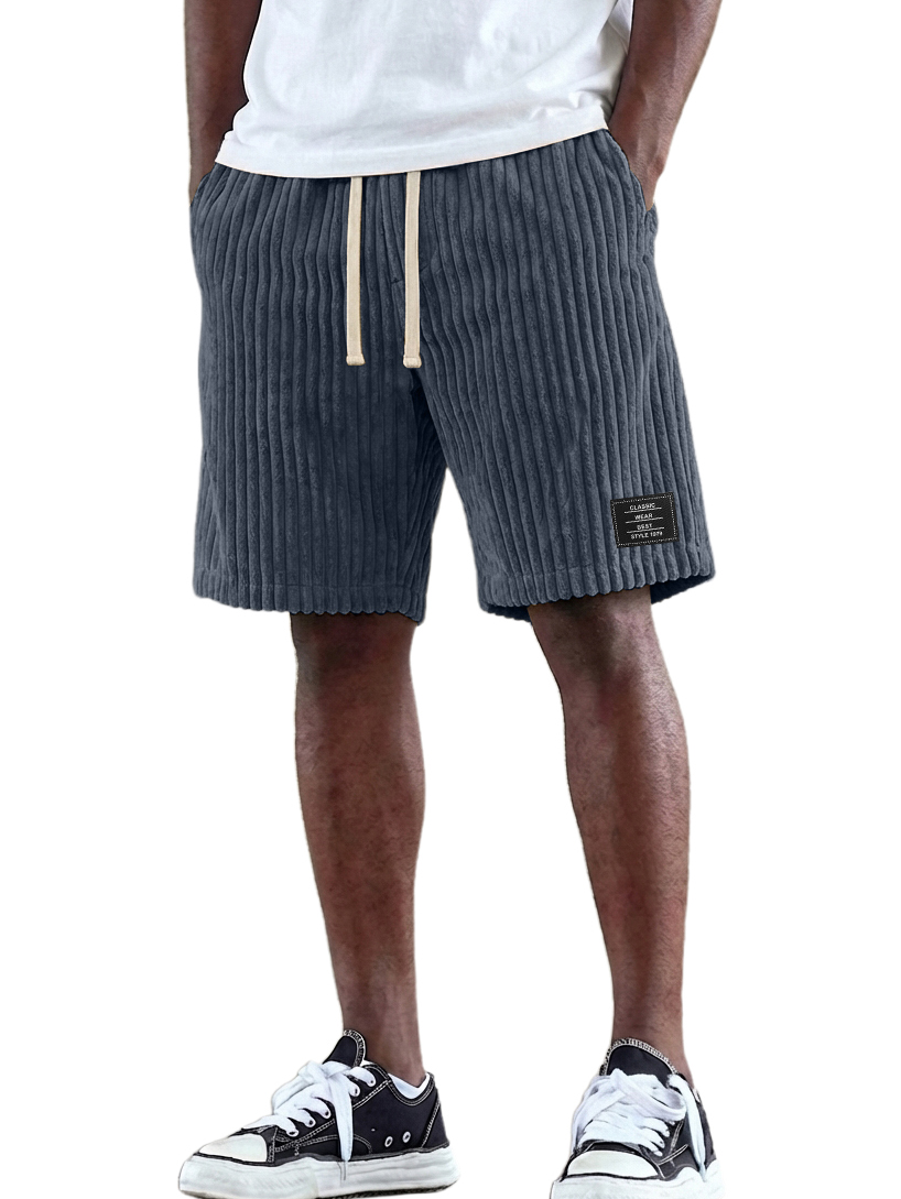 Retro Fashion Corduroy Logo Embroidered Comfortable Shorts
