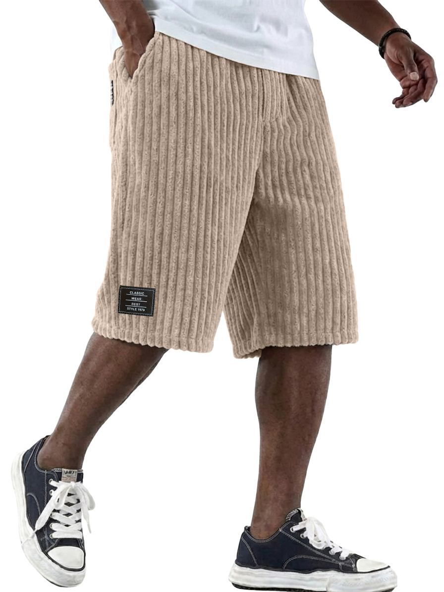 Men's Casual & Stylish Corduroy Multi-Pocket Shorts with Logo