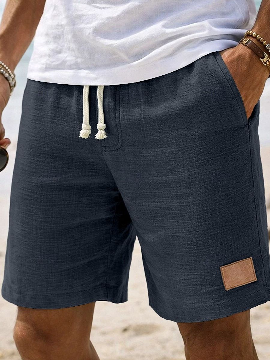 Men's Breathable Textured Summer Shorts with Embroidered Label