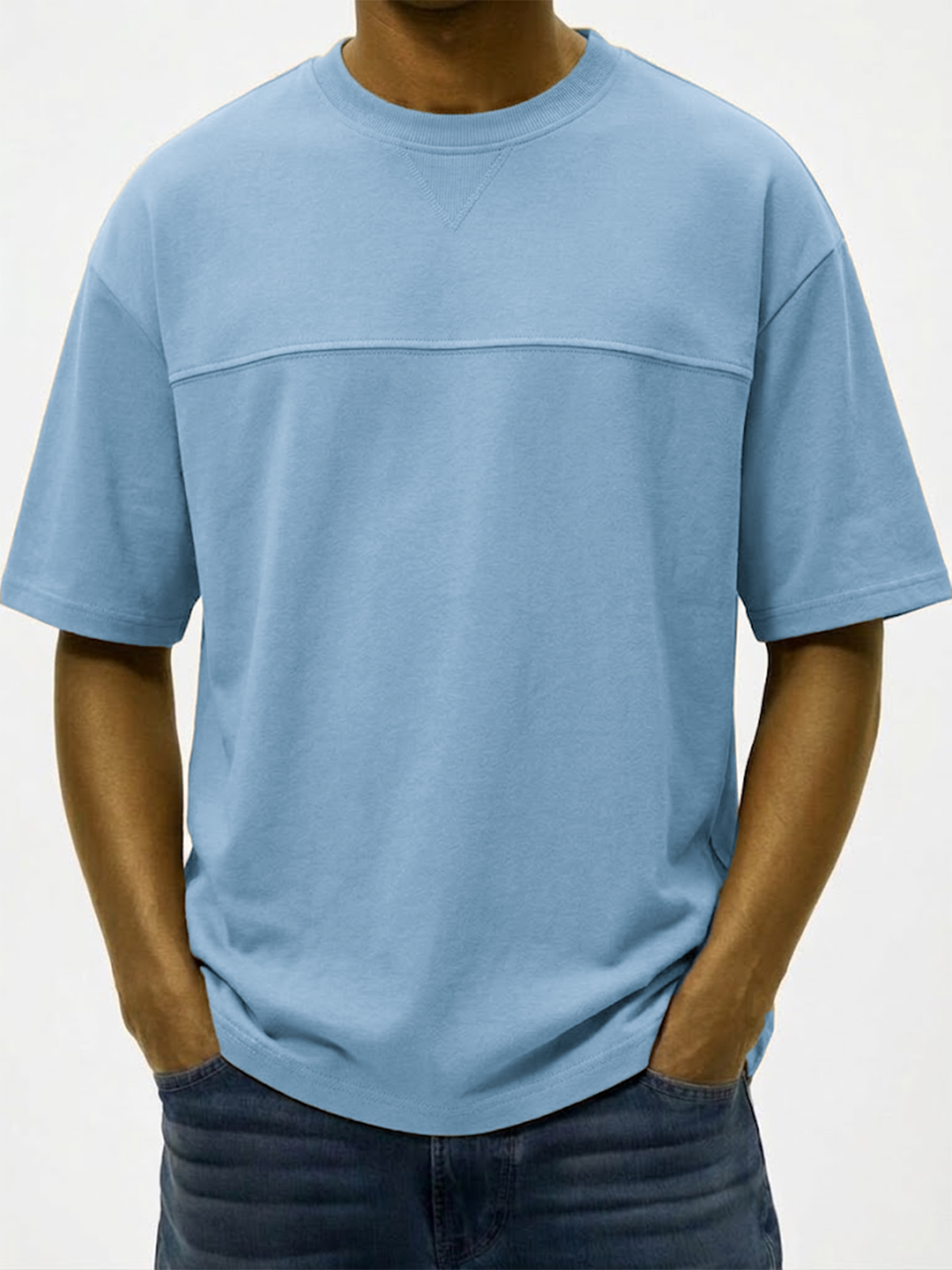 Men's Deconstructed Patchwork Crew Neck Pullover T-shirt