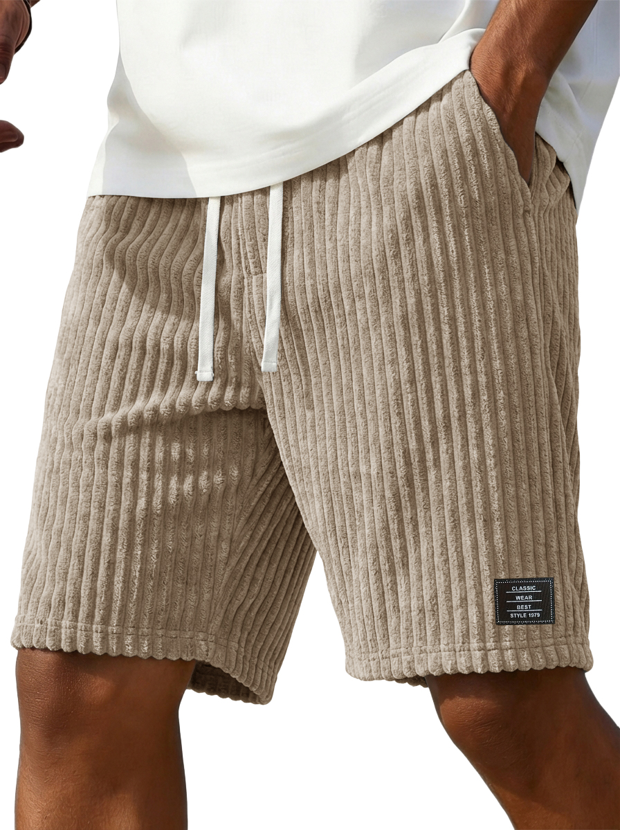 Men's Stylish Corduroy Shorts with Embroidered Logo