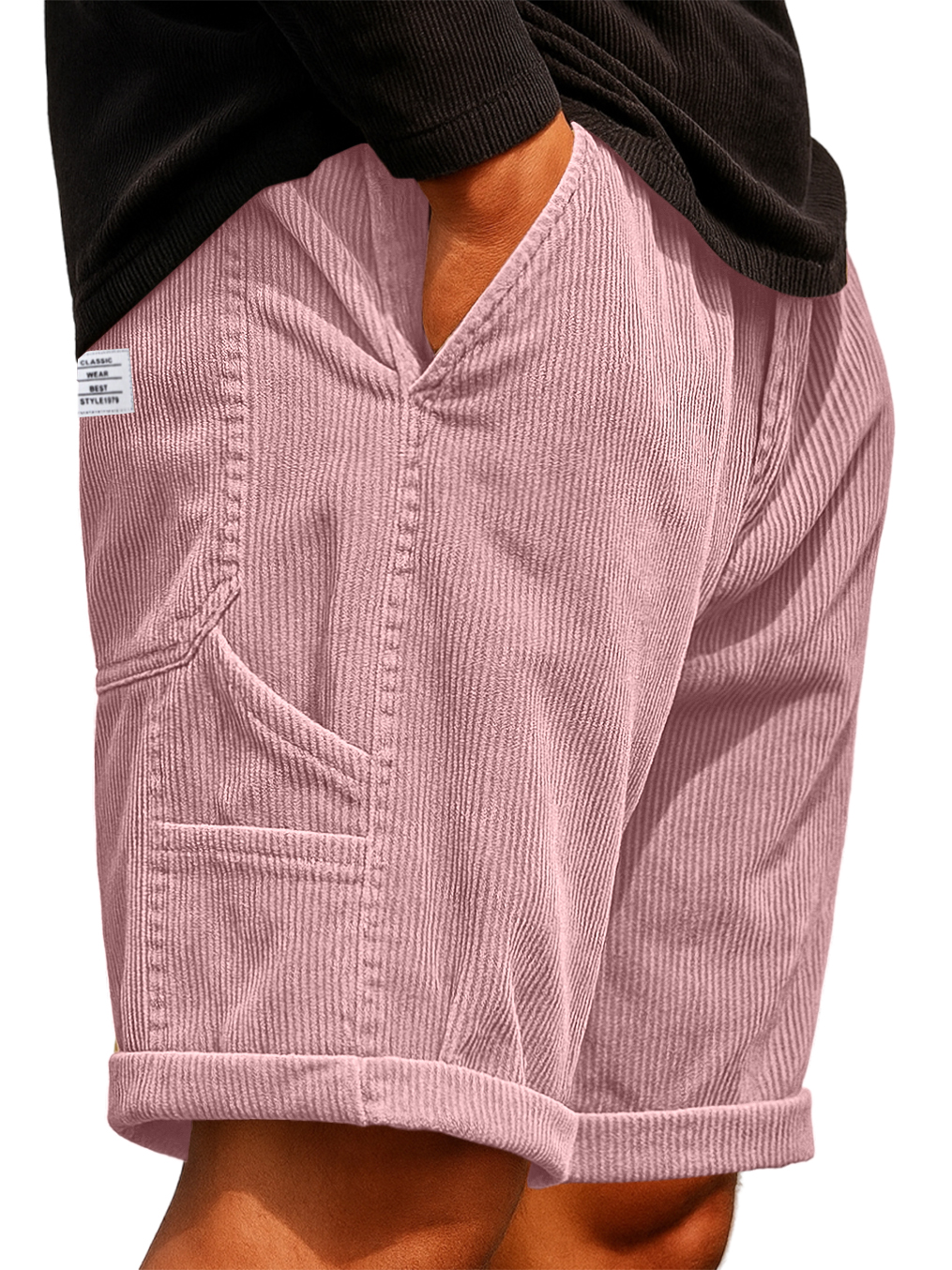 Men's Practical Multi-Pocket Cargo Shorts Corduroy Embroidered Logo Stylish Loose Everyday Shorts