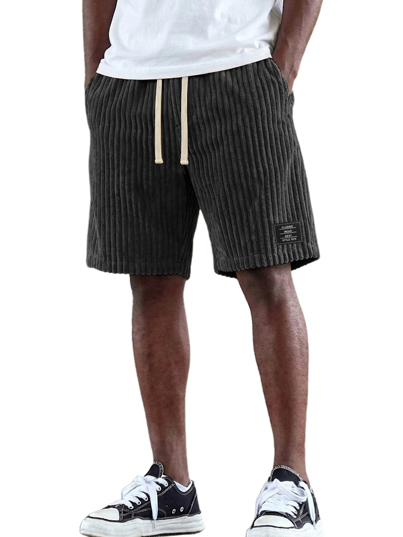 Retro Fashion Corduroy Logo Embroidered Comfortable Shorts