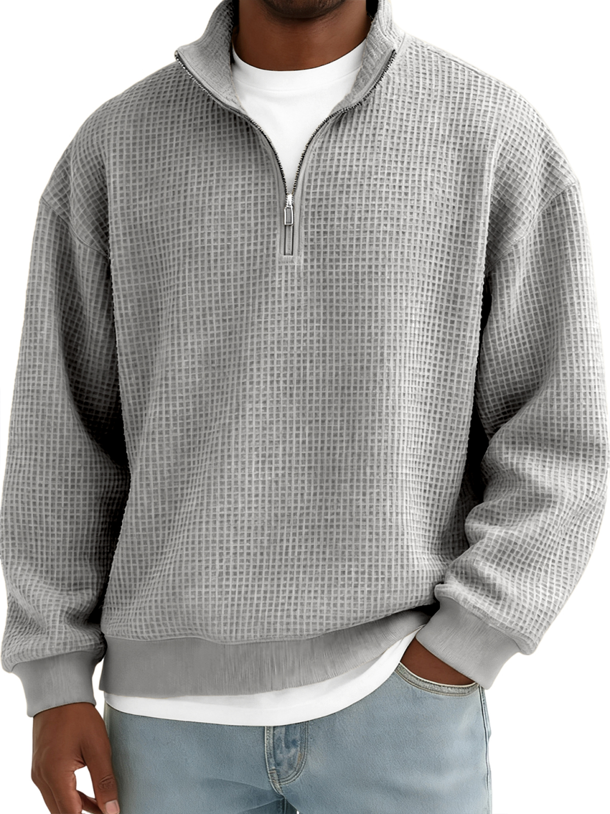 Men's Quarter-zip Breathable Waffle Pullover