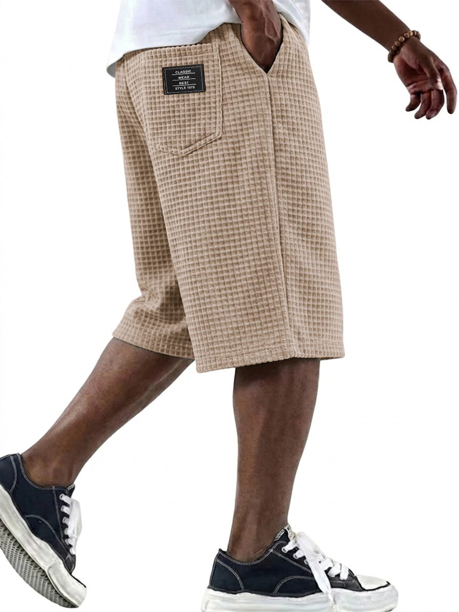 Men's Fashionable Waffle Fabric Casual Comfort Pocket Shorts