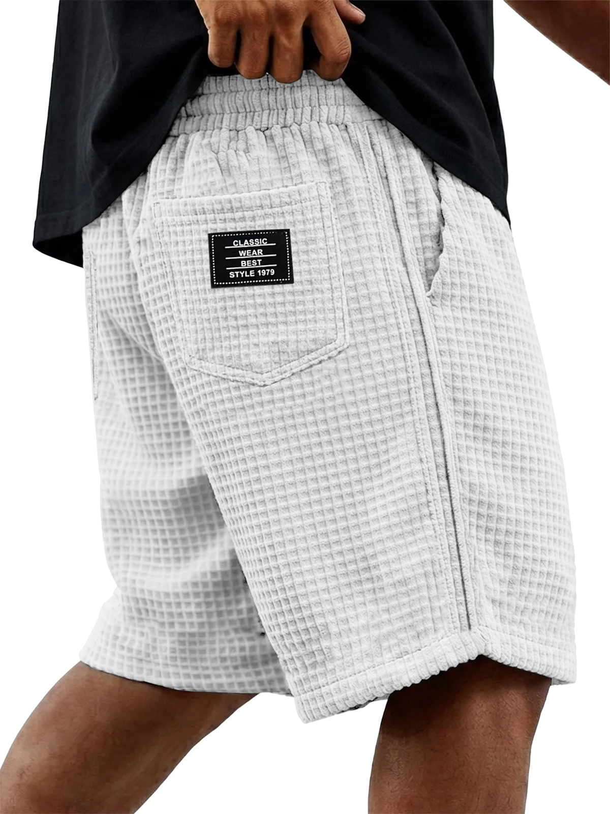 Men's Basic Casual Comfortable Waffle Knit Multi Pocket Shorts