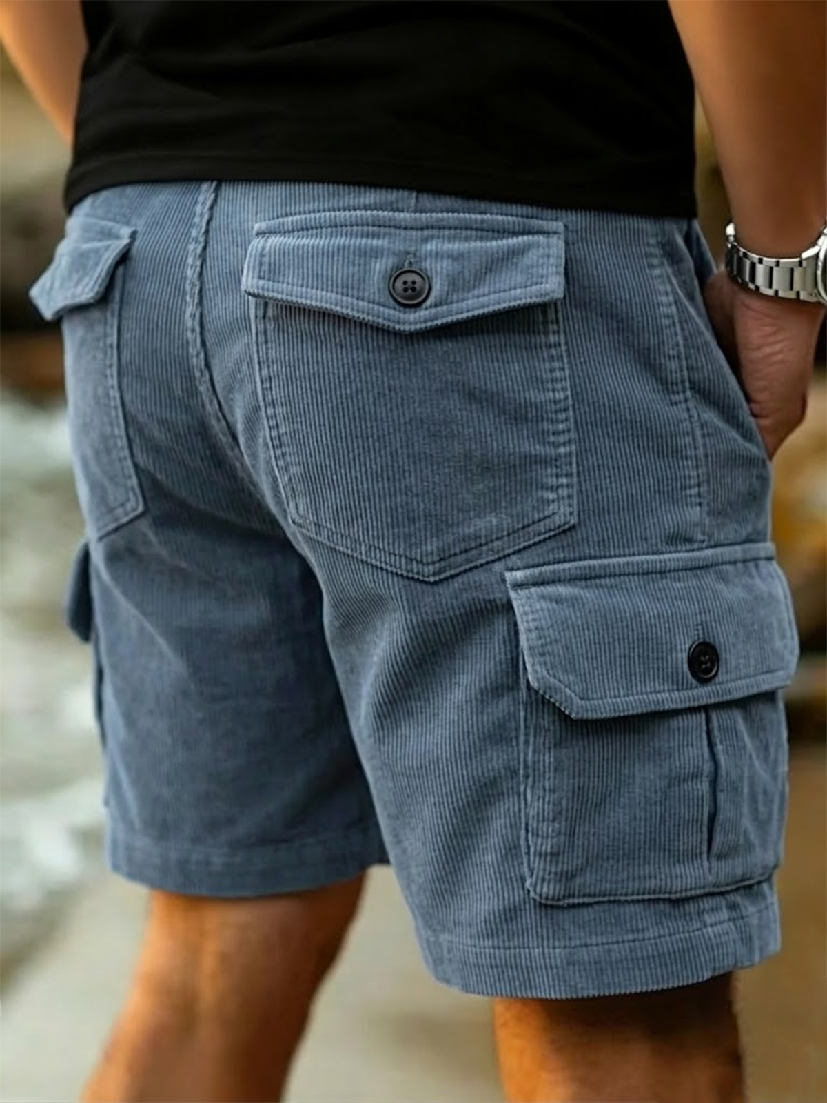 Cord Practical Casual Multi-pocket Shorts