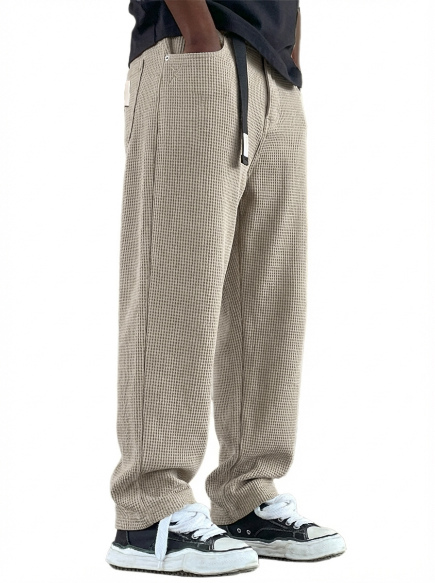 Men's Vintage Casual Multi-Pocket Waffle Fabric Trousers