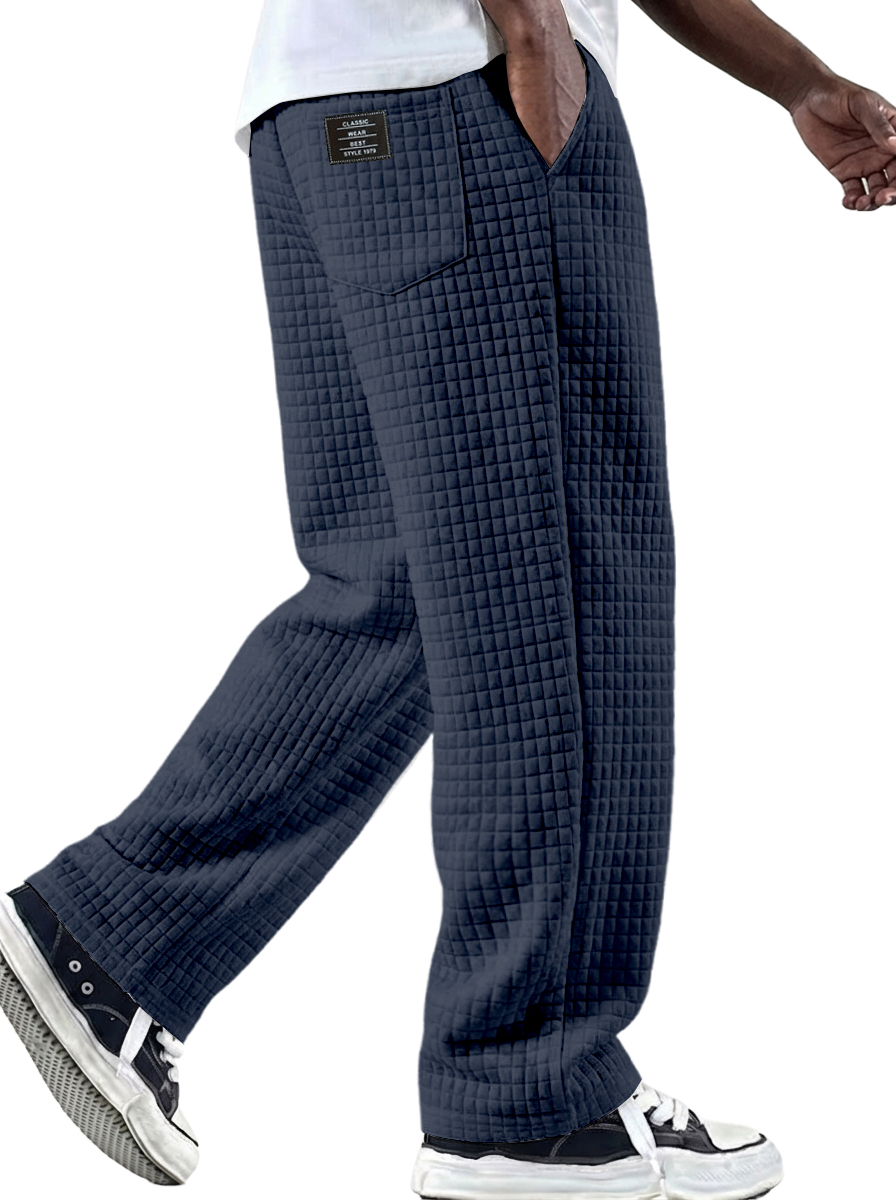Men's Vintage Waffle-knit Fabric Logo Multi-pocket Knitted Pants