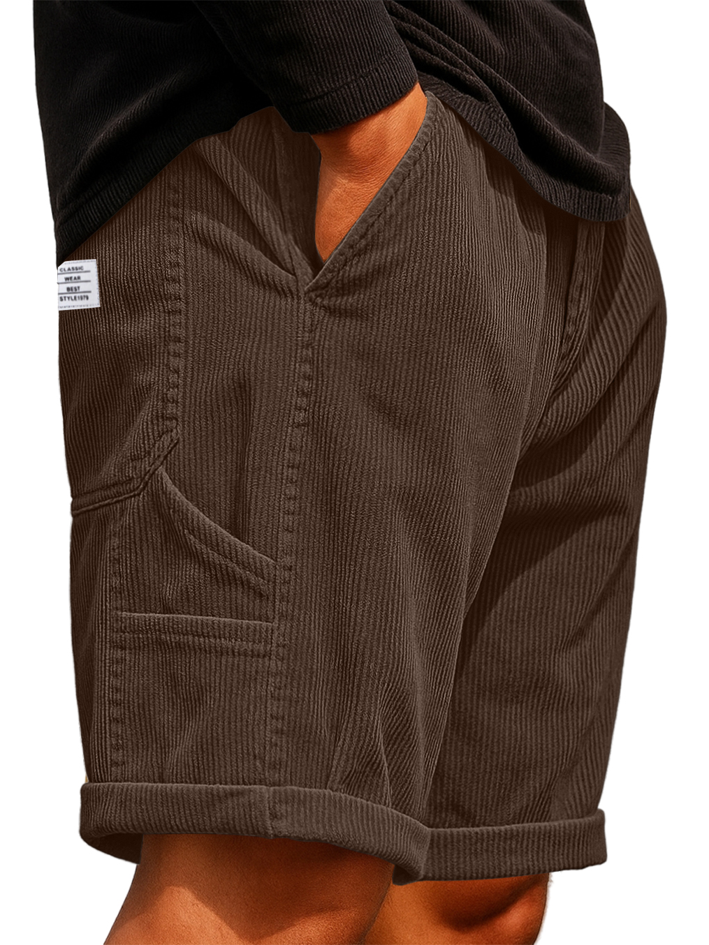 Men's Practical Multi-Pocket Cargo Shorts Corduroy Embroidered Logo Stylish Loose Everyday Shorts