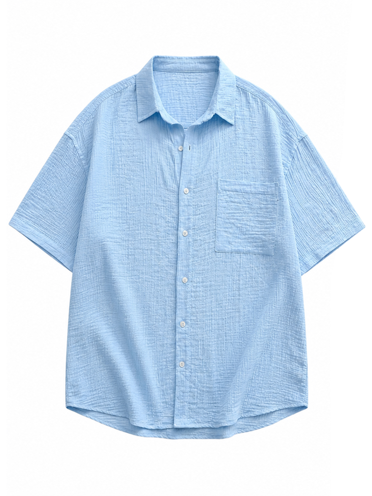 Men's Casual Loose Textured Striped Cool Short-Sleeve Shirt