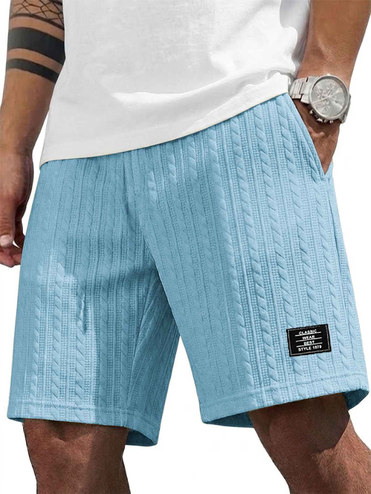 Men's Simple Striped Jacquard Fashion Casual Shorts