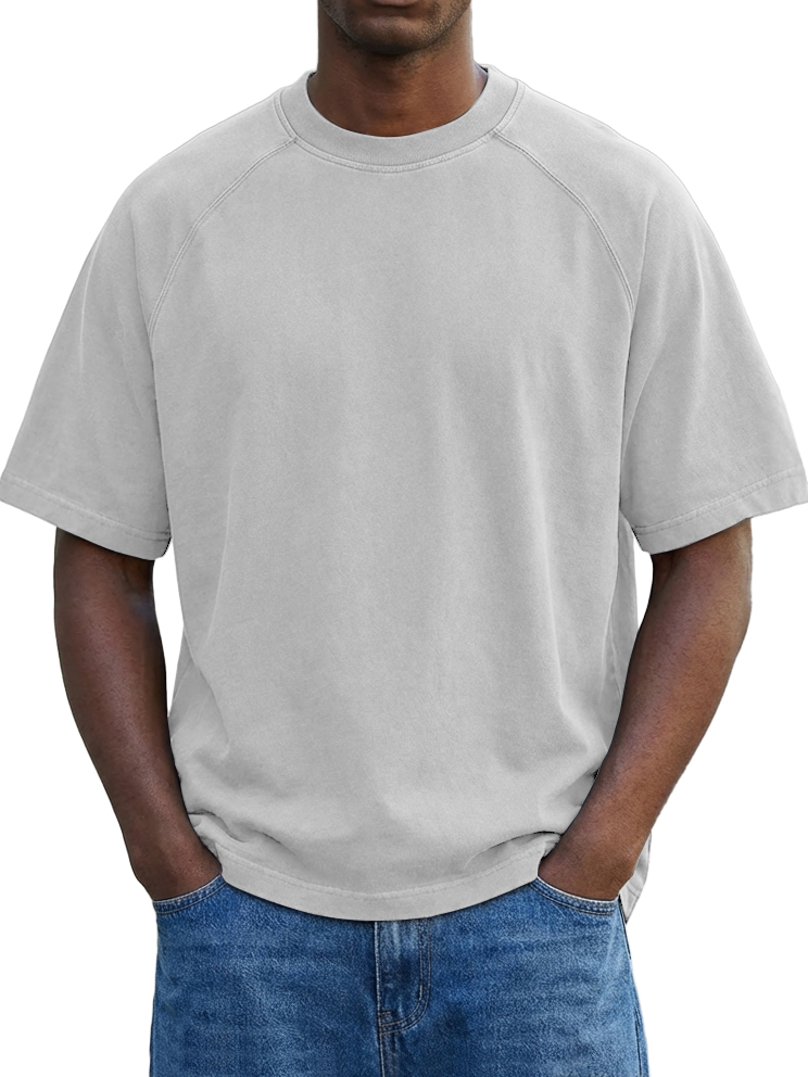 Men's Vintage Washed Raglan Sleeve Crew Neck T-Shirt