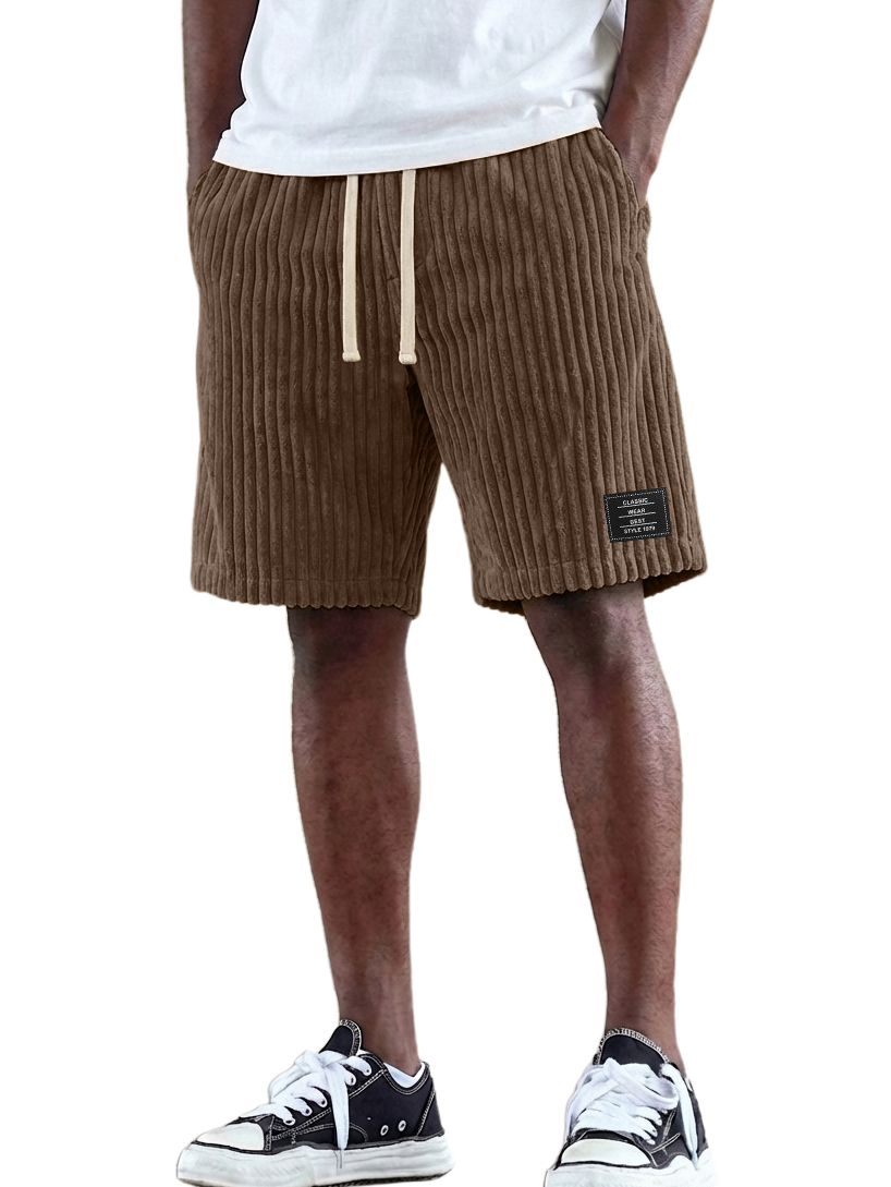 Retro Fashion Corduroy Logo Embroidered Comfortable Shorts