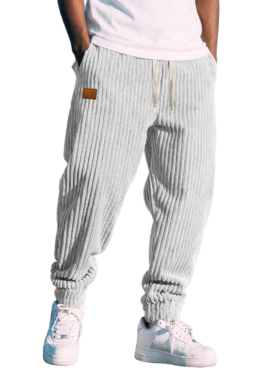 Men's Retro Corduroy Logo Striped Jogger Pants