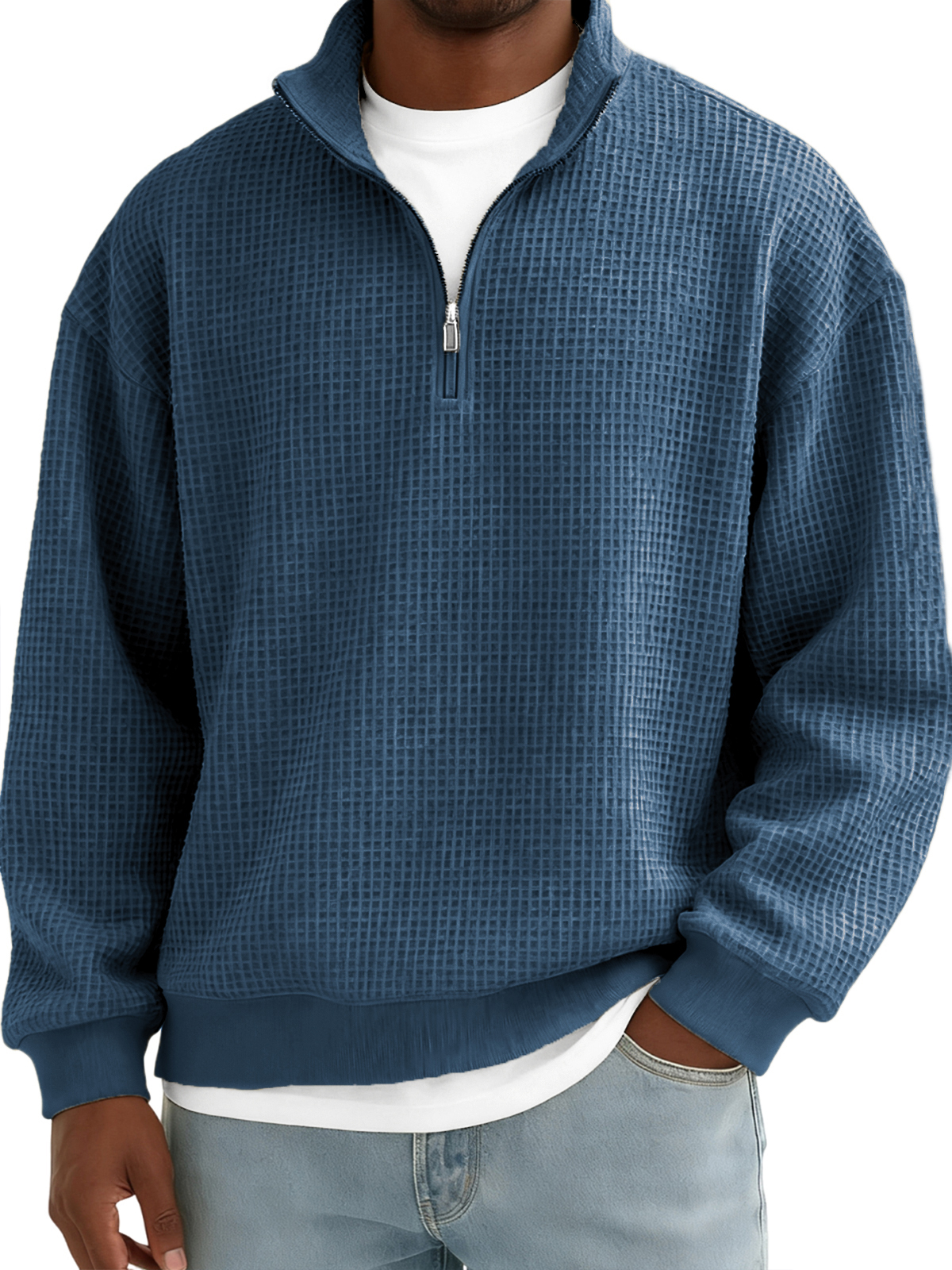 Men's Quarter-zip Breathable Waffle Pullover