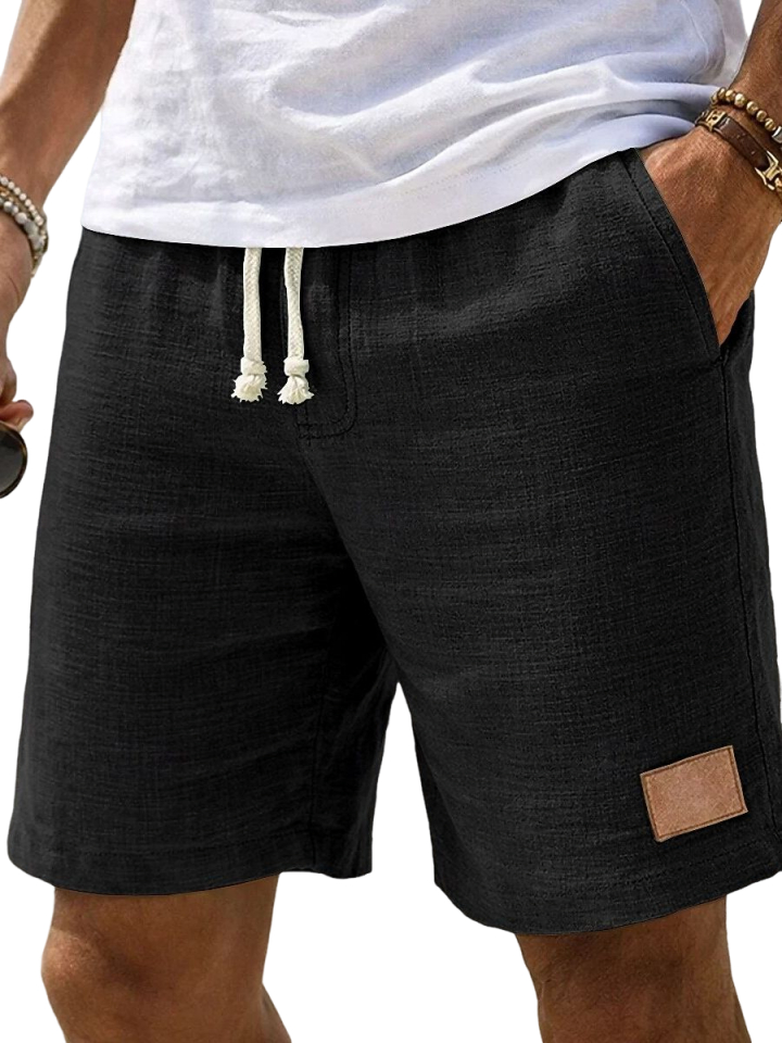Men's Breathable Textured Summer Shorts with Embroidered Label
