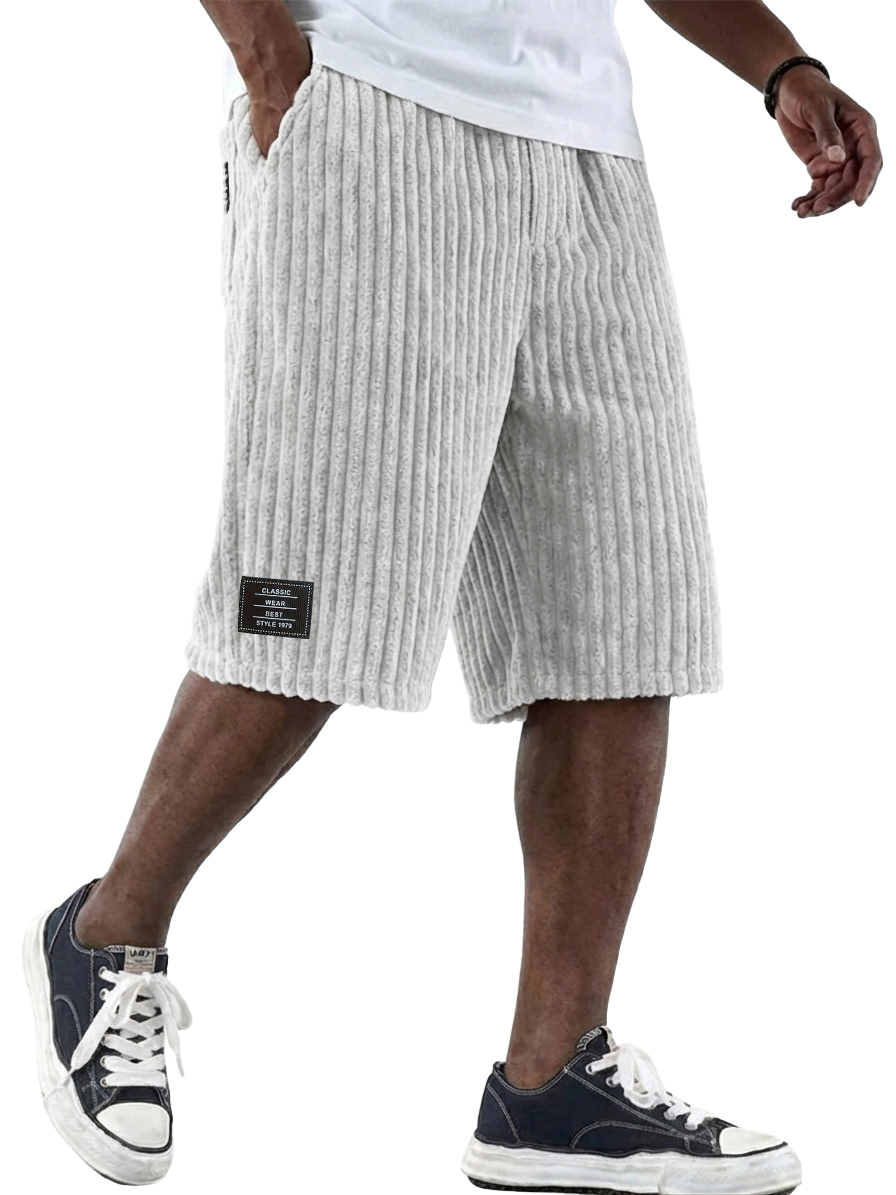 Men's Casual & Stylish Corduroy Multi-Pocket Shorts with Logo