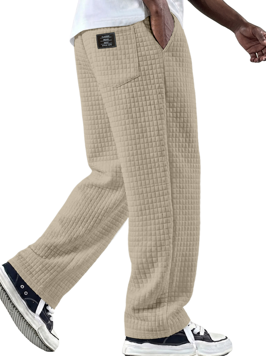 Men's Vintage Waffle-knit Fabric Logo Multi-pocket Knitted Pants