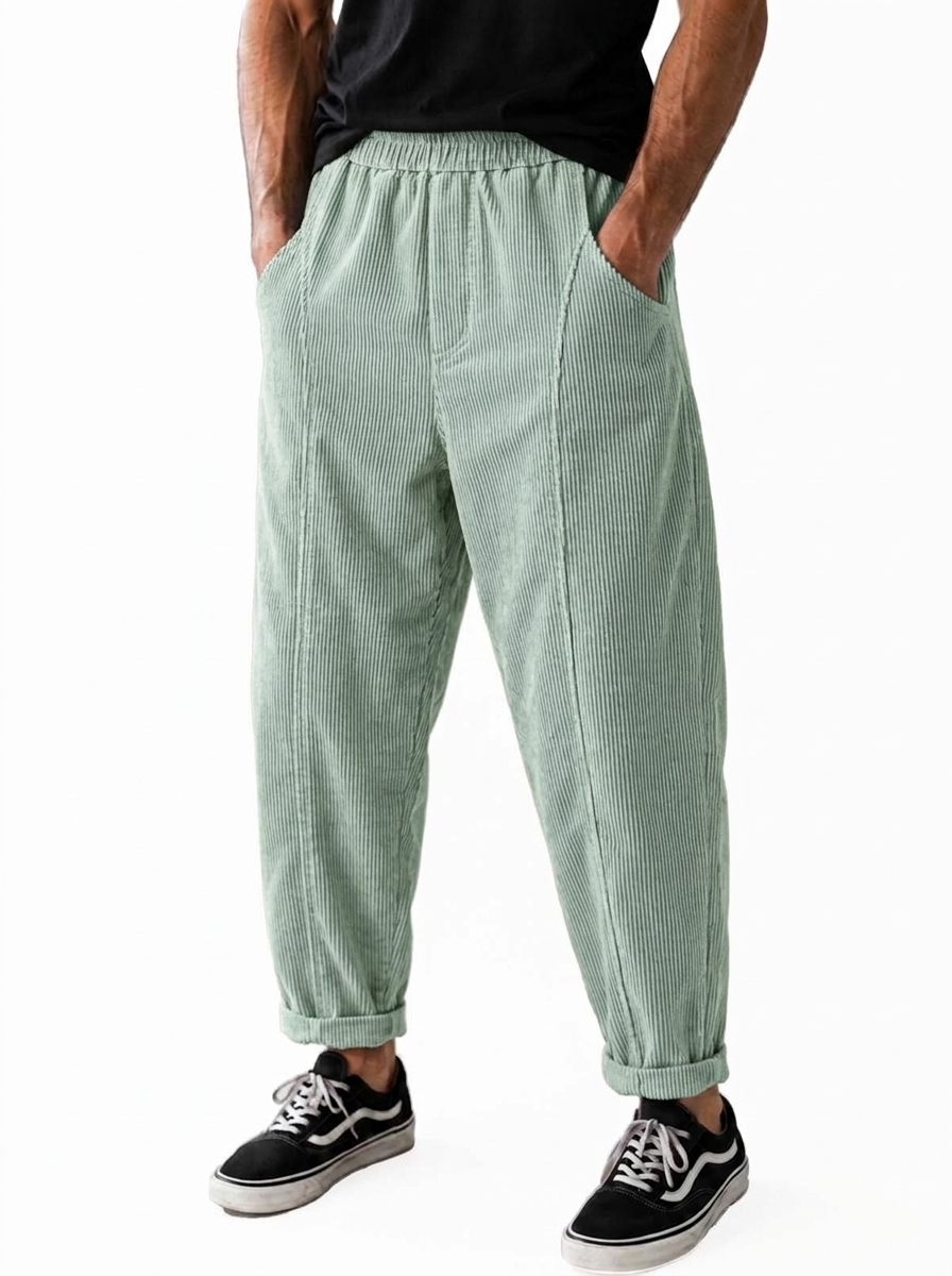 Men's Retro Corduroy Curved Casual Trousers