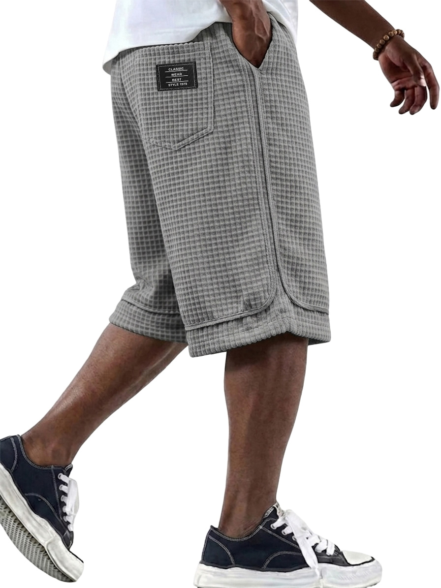 Men's Fashionable Waffle Fabric Loose Pocket Shorts