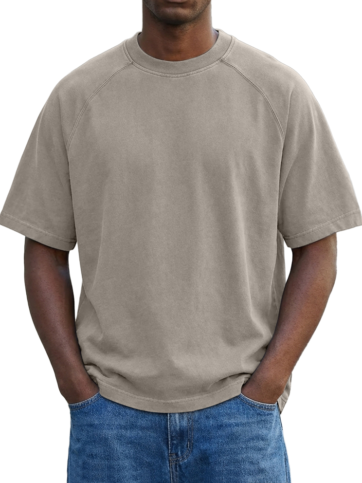 Men's Vintage Washed Raglan Sleeve Crew Neck T-Shirt