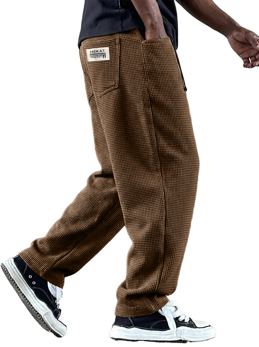 Men's Vintage Casual Multi-Pocket Waffle Fabric Trousers