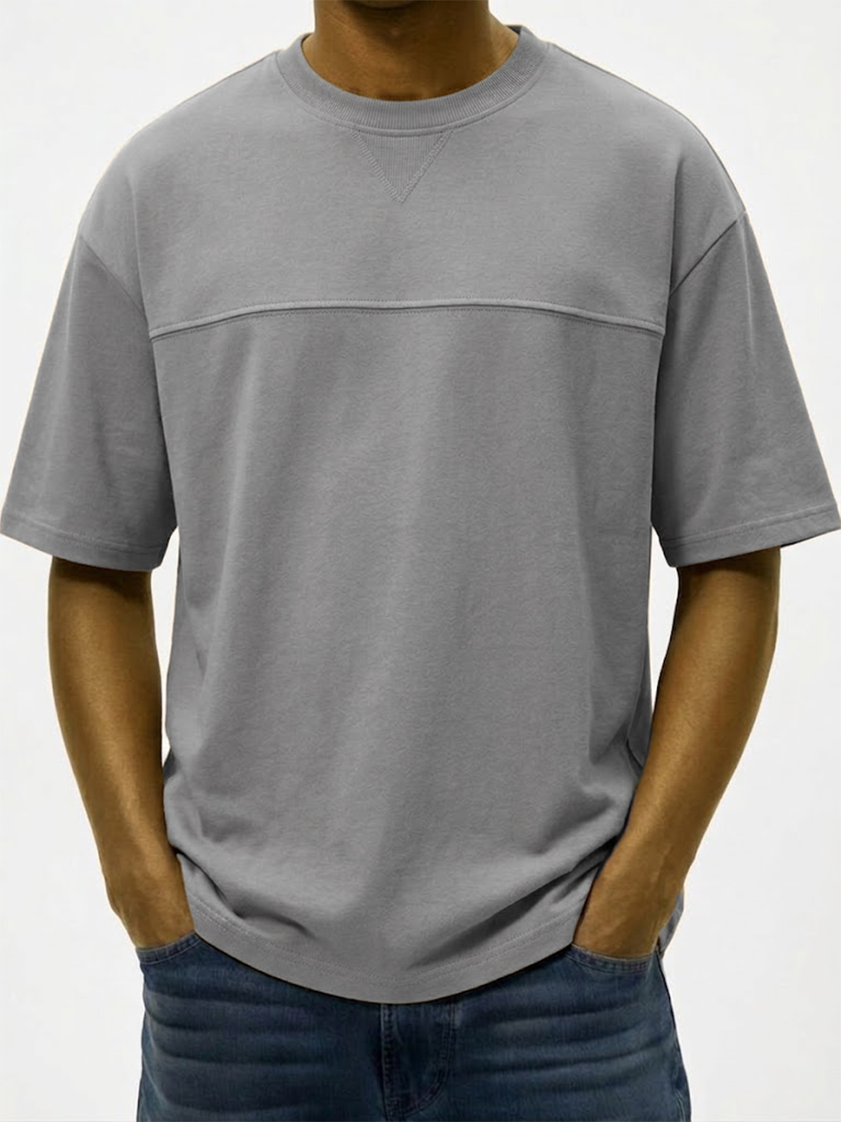 Men's Deconstructed Patchwork Crew Neck Pullover T-shirt